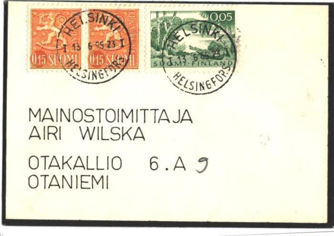 POSTILÄHETYS SURUKUORI HELSINKI-OTANIEMI