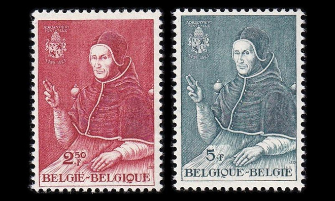 Belgia 1162-3 ** Paavi Hadrianus VI syntymä 500v (1959)