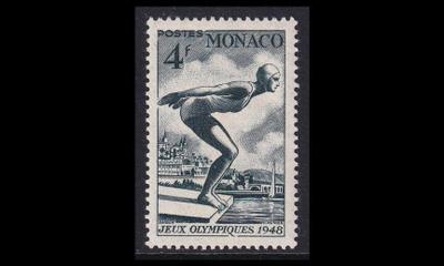 Monaco 343 ** Olympialaiset Lontoo ja St.Moritz uimahypyt (1