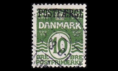 Tanska PF_5 o Aaltoviiva 10 öre vihreä (1922)