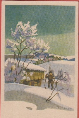 Maasio Hiihtäjä talvimaisemassa