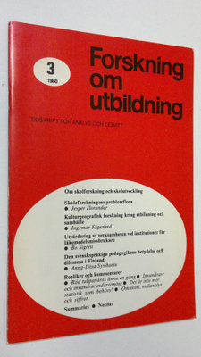 Forskning om utbildning 3/1980 : tidskrift för analys och...