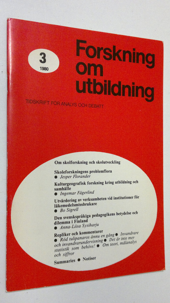 Forskning om utbildning 3/1980 : tidskrift för analys och...