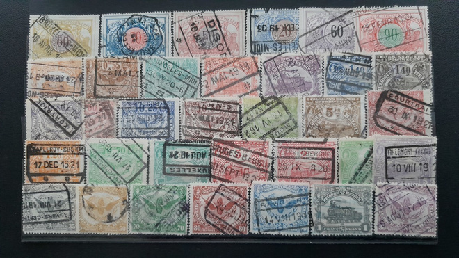 BELGIA RAUTATIE postimerkkejä LEIMATTUJA 34 kpl