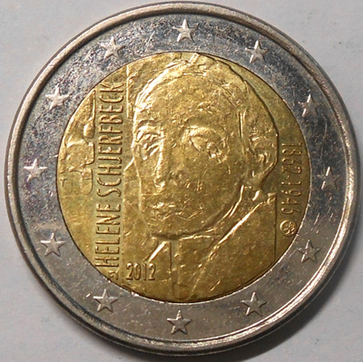 Suomi. 2 euroa 2012 "Helene Scherfbeck".