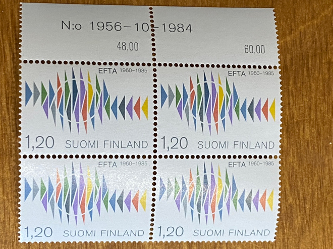 EFTA 1960-1985 NELIÖ NUMERO MARGINAALILLA**