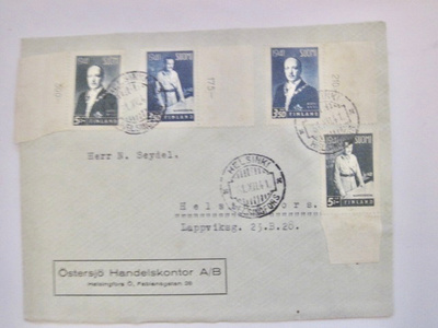 VANHA FDC Ensipäiväkuori 21.XII.19431 Ryti Mannerheim