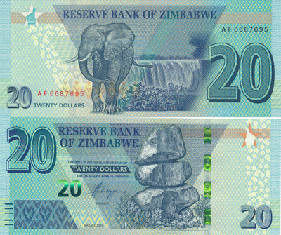 Zimbabwe 20 Dollars 2020 PNew  #721