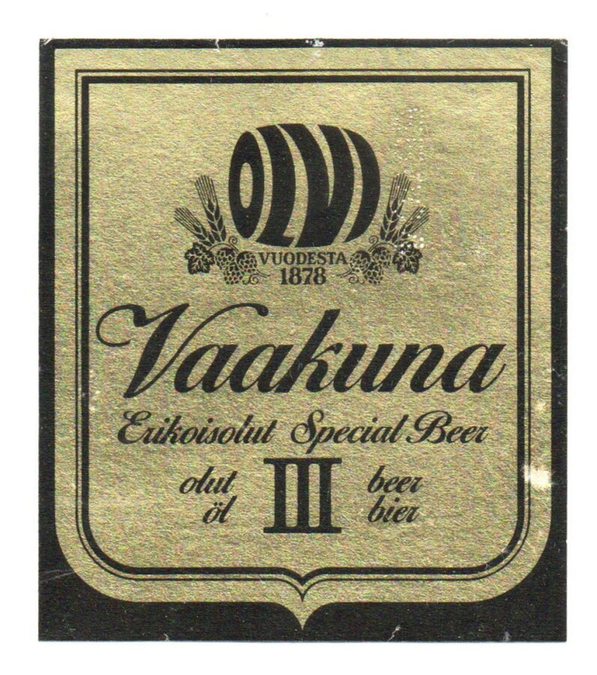 Olvi  Oy IISALMI. VAAKUNA III olut Etiketti
