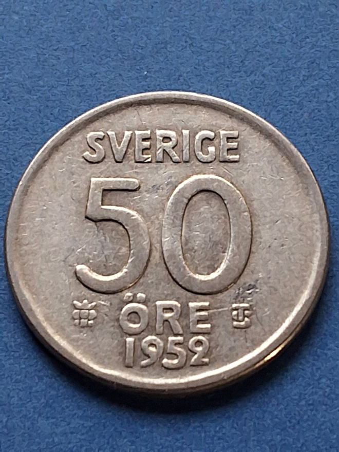 SVERIGE 50 ÖRE 1952, HOPEAA, Kts!
