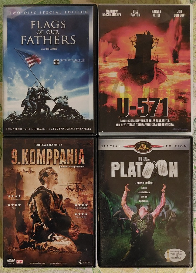Sotaleffoja 4 kpl / 8€   DVD  suomitekstit