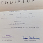 VANHA Todistus VSS Väestönsuojelu Joensuu Ent. Sotalaentäjä - pikkukuva 2