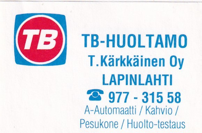Lapinlahti, T. Kärkkäinen Oy, TB - Huoltamo     s9/3