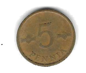 1971 5 PENNIÄ KOLIKKO KÄYTETTY