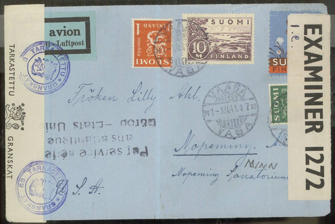 M30 1941 lentokirje USAhan 1.12.1941