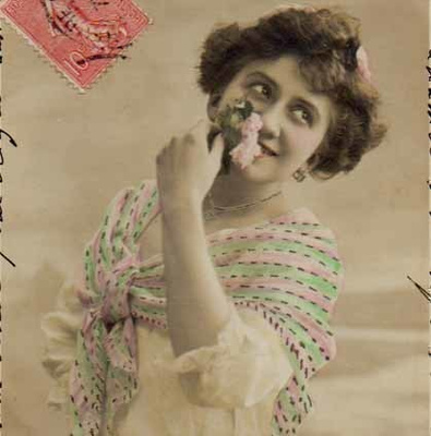 NAINEN / Romanttinen tyttö ja kukkaoksat 2. 1900-l.