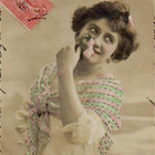 NAINEN / Romanttinen tyttö ja kukkaoksat 2. 1900-l. - pikkukuva 1