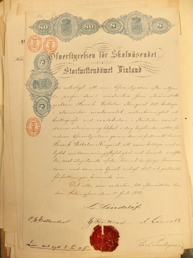 VANHA Asiakirja Leimapaperi VALTAVA Leimävero 96 mk 1883