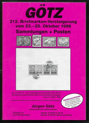 Huutokauppaluettelo - Götz 23.10.1996