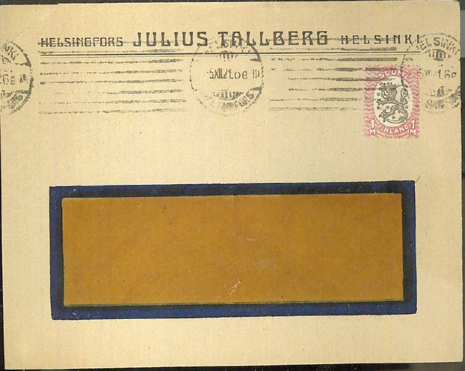 Firmakuori Julius Tallberg Helsinki kirje 1921