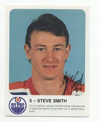 Steve Smith Edmonton Oilers 85-86 Red Rooster Team Issue