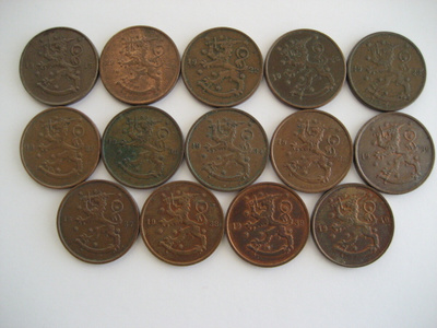 10 PENNIÄ 1919 - 1940 14 KPL