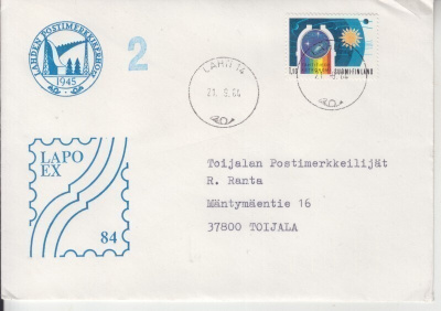 1984 Tähtitiede llo leimalla kirjeellä.