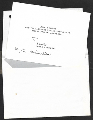 Tauno Matomäen kiitoskortti (1987)