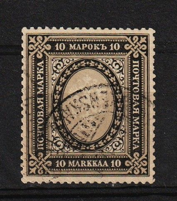 1913 10 Mk (pikimusta) kirjapainojulkaisun merkki leimattuna