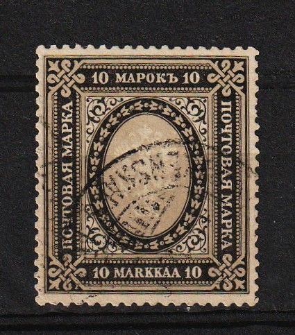 1913 10 Mk (pikimusta) kirjapainojulkaisun merkki leimattuna