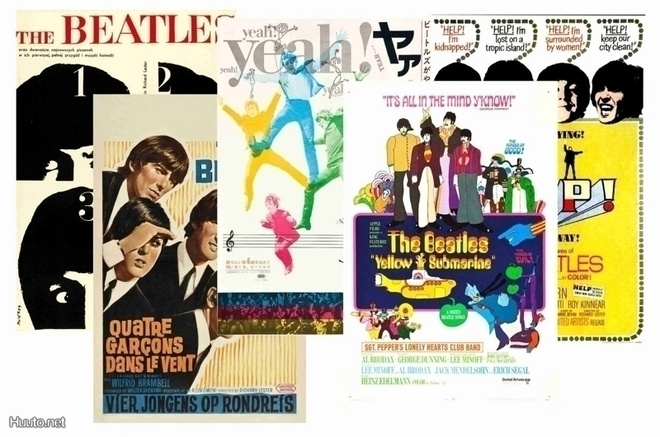 BEATLES -- leffa juliste setti A4 x 5 (mm. UPEA lahja !!!)
