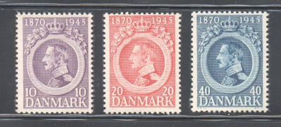Tanska 1945 Kuningas sarja liimakkeellisena.