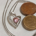 Hopea sydän riipus ketjulla pinkki kivi 925S - pikkukuva 2