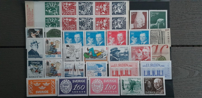 RUOTSI 1980-luku postimerkkejä ** 37 kpl