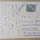 Tyttö ja koira viemässä onnittelukukkia, p. 1978 Suomeen - pikkukuva 2