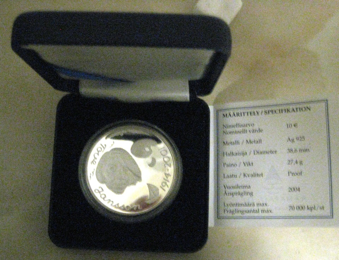 TOVE JANSSON 2004 juhlaraha Proof (Ag925)