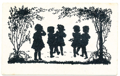 Lapsia - siluettikortti - kulk. 1927