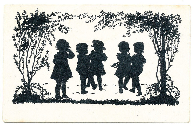 Lapsia - siluettikortti - kulk. 1927