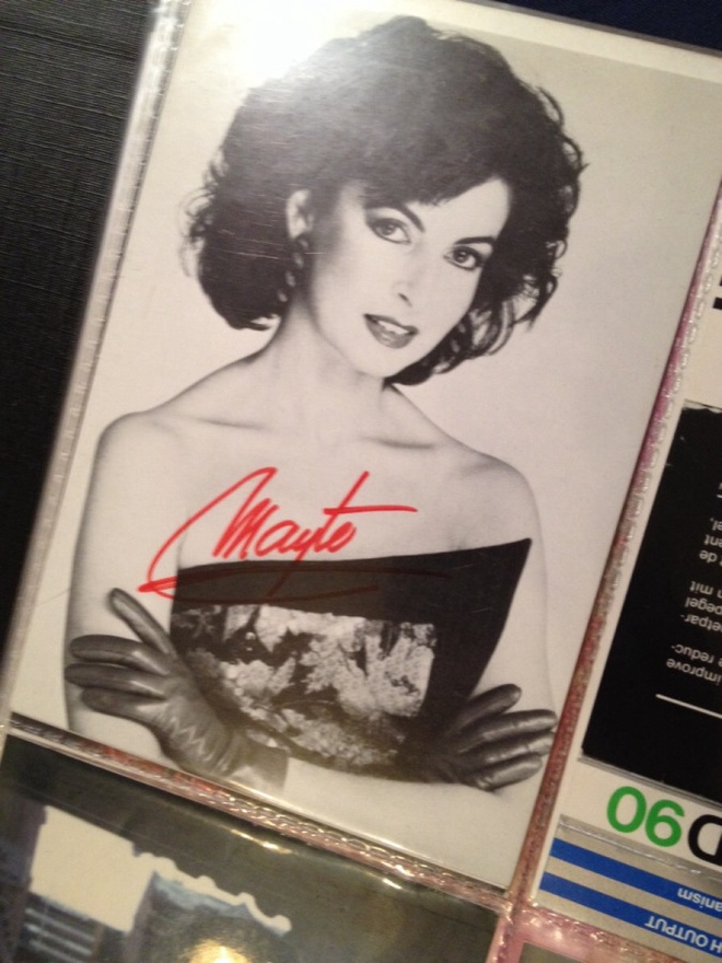 Mayte Mateos / Baccara nimikirjoitus postikortissa
