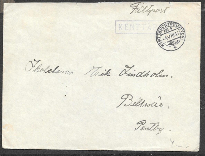 Kenttäposti - Kenttäpostia + KPK 4 4.8.1941