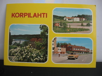 Korpilahti - 3 kuvan värikortti. Kulk. v. 1985.