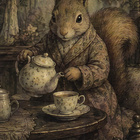 Orava kaataa teetä kuppiin - pikkukuva 1