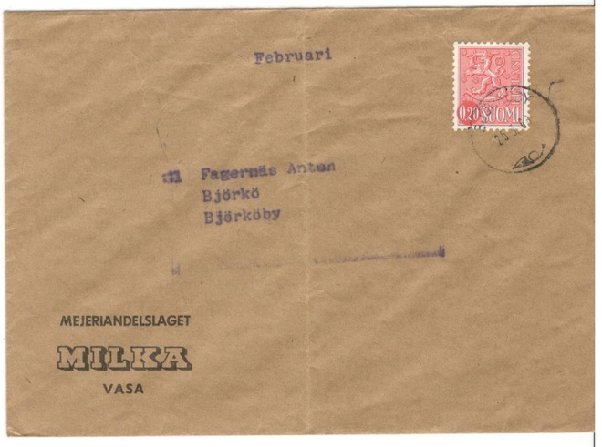 Vaasa,  v. 1968  firmakuori kotiseutukeräilijälle