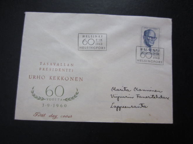 FDC 1960 Presidentti Urho Kekkonen 60 vuotta