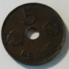5 pennin 1942 kuparikolikko - pikkukuva 1