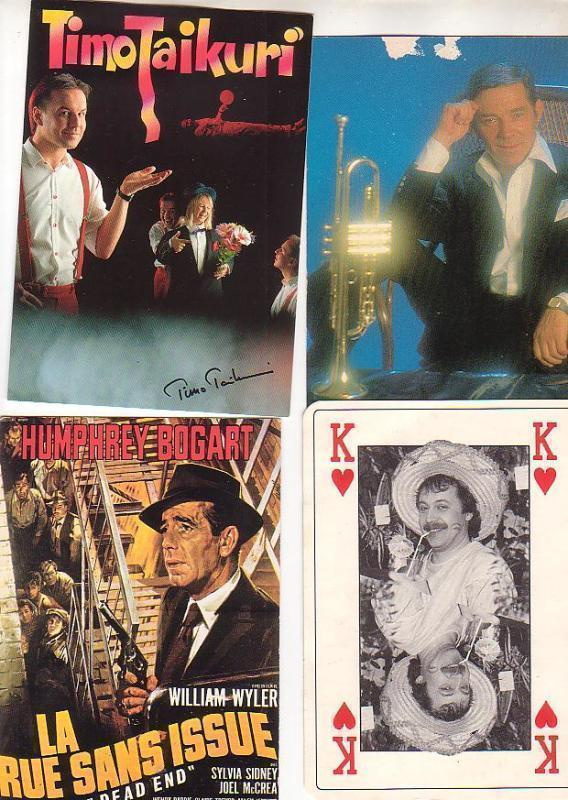 Julkkis- kortit, 4 kpl. mm. Bogart, Salmelainen...