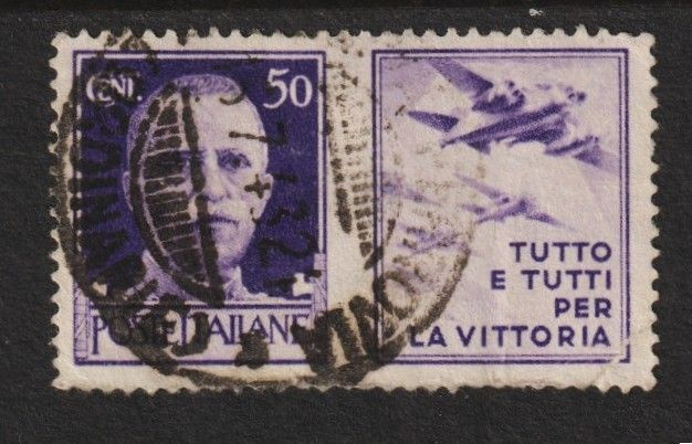 1942 Italia proganda postimerkki leimattuna