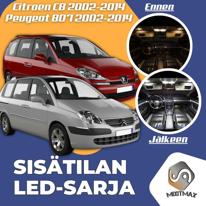 Citroen C8 / Peugeot 807 Sisätilan LED-sarja 13-