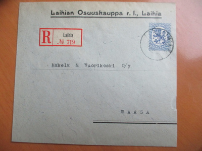 1925 Laihia R liikekuori yritys tekstauskirjamin