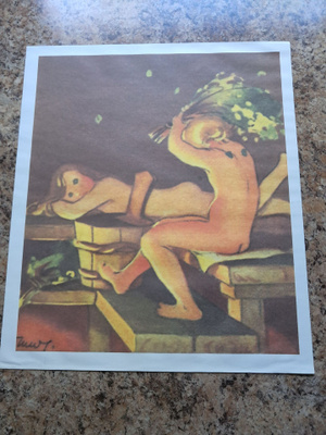 Wendelinin kuvittama klassikkosauna-juliste kehyksissä.
